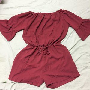 Donated. Maroon cute simple romper with pockets